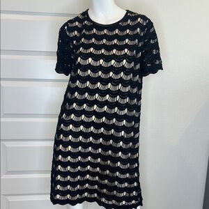 kate spade Black Crochet Short-Sleeve Mini Dress